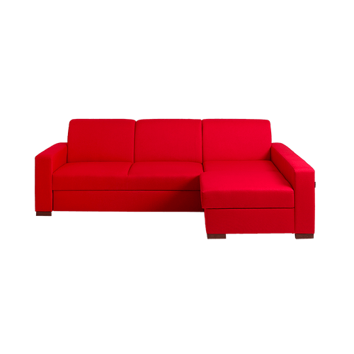 Customform Divano Angolare Letto a destro, 3 posti, in tessuto Lozier Rosso