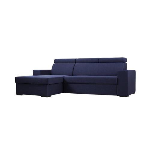 Customform Divano Angolare Letto a sinistro, 3 posti, in tessuto Atlantica Blu