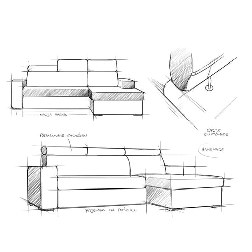 Customform Divano Angolare Letto a sinistro, 3 posti, in tessuto Atlantica Blu