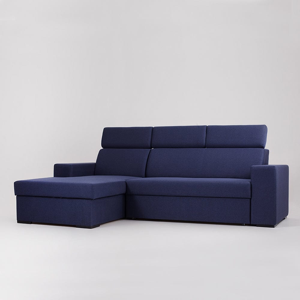 Customform Divano Angolare Letto a sinistro, 3 posti, in tessuto Atlantica Blu