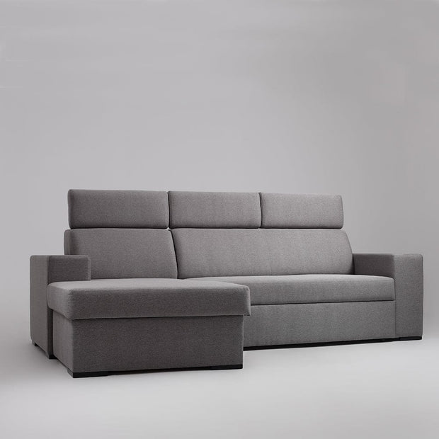 Customform Divano Angolare Letto a sinistro, 3 posti, in tessuto Atlantica Grigio