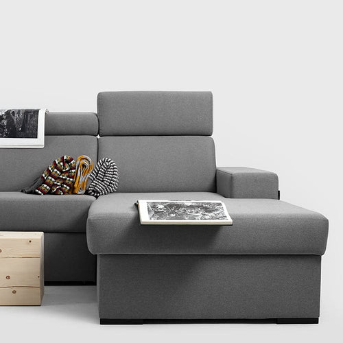 Customform Divano Angolare Letto a sinistro, 3 posti, in tessuto Atlantica Grigio