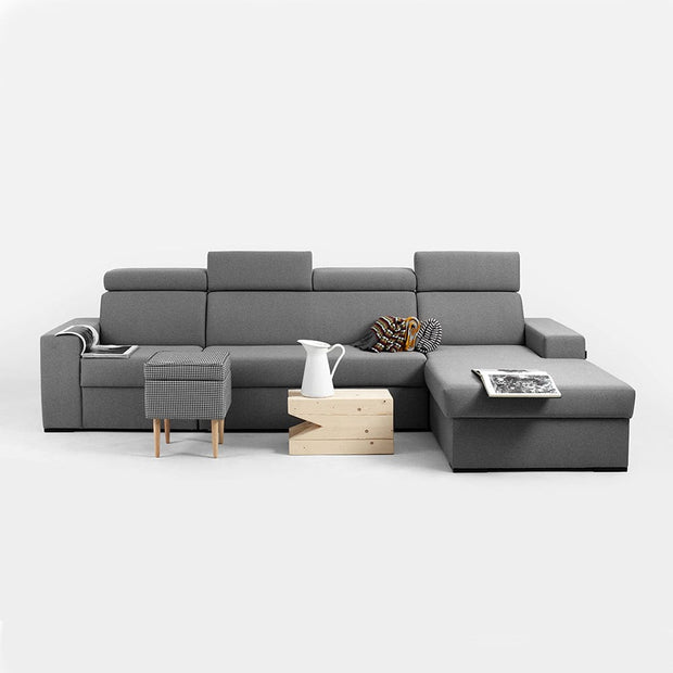 Customform Divano Angolare Letto a sinistro, 3 posti, in tessuto Atlantica Grigio