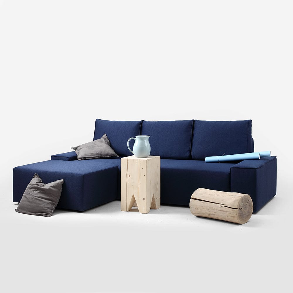 Customform Divano Angolare Letto a sinistro, 3 posti, in tessuto Flopp Blu