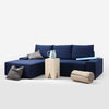 Customform Divano Angolare Letto a sinistro, 3 posti, in tessuto Flopp Blu