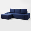 Customform Divano Angolare Letto a sinistro, 3 posti, in tessuto Flopp Blu