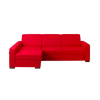 Customform Divano Angolare Letto a sinistro, 3 posti, in tessuto Lozier Rosso