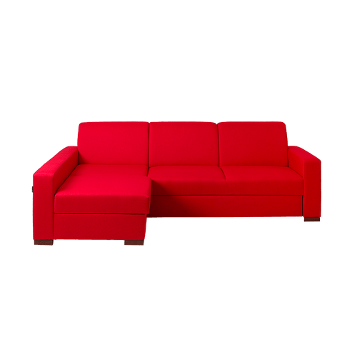 Customform Divano Angolare Letto a sinistro, 3 posti, in tessuto Lozier Rosso