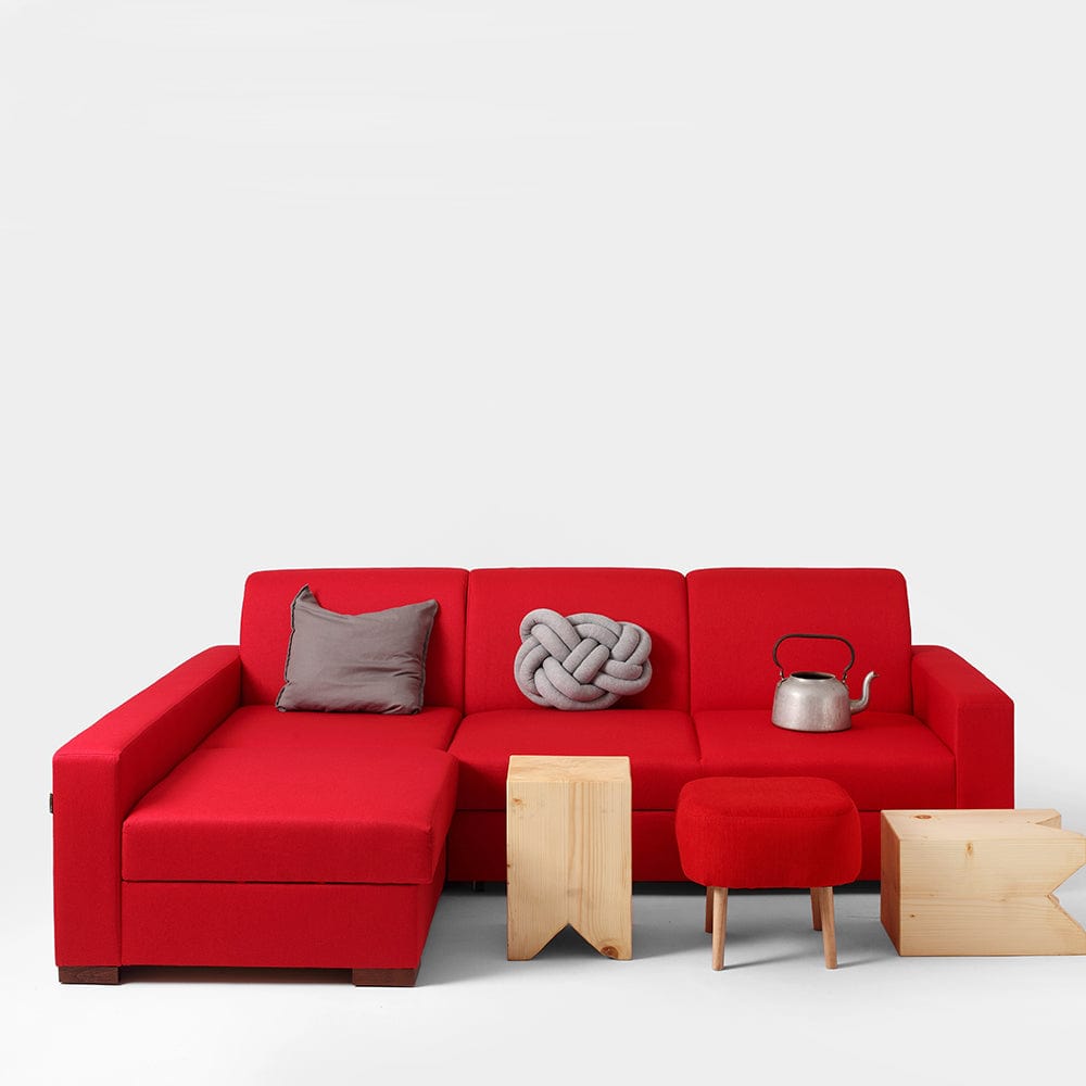 Customform Divano Angolare Letto a sinistro, 3 posti, in tessuto Lozier Rosso
