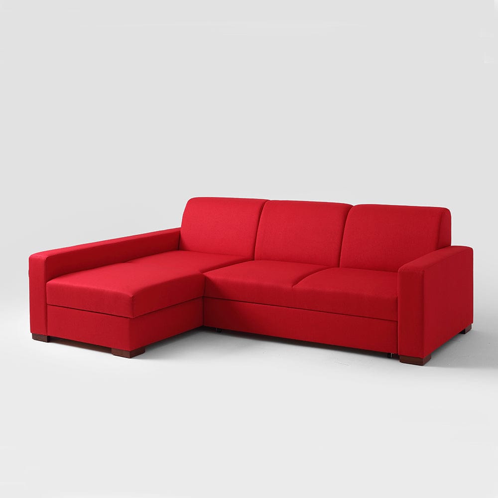 Customform Divano Angolare Letto a sinistro, 3 posti, in tessuto Lozier Rosso
