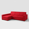 Customform Divano Angolare Letto a sinistro, 3 posti, in tessuto Lozier Rosso