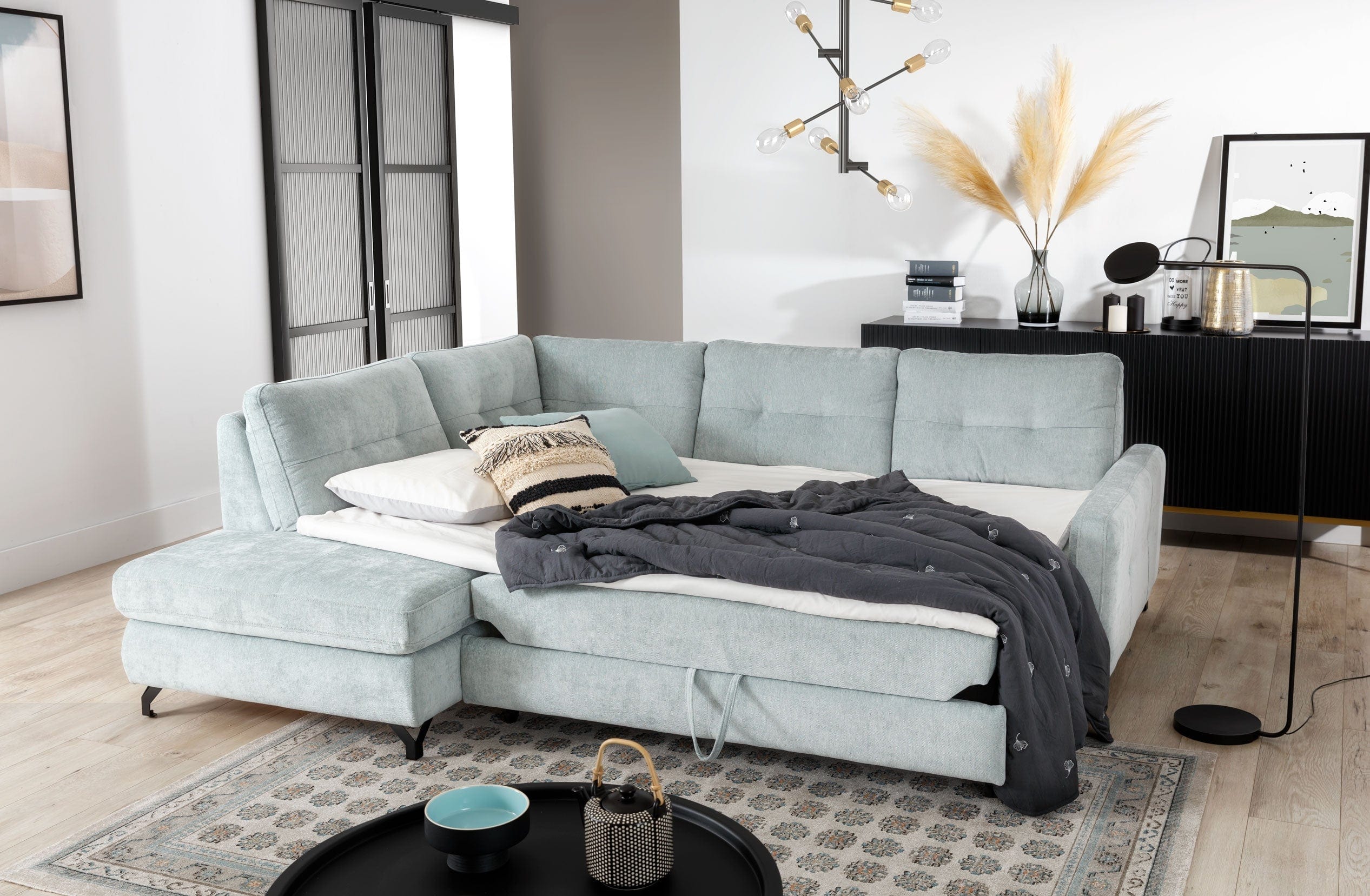 Divano Angolare Letto a sinistro 4 posti Navis L Grigio (8)