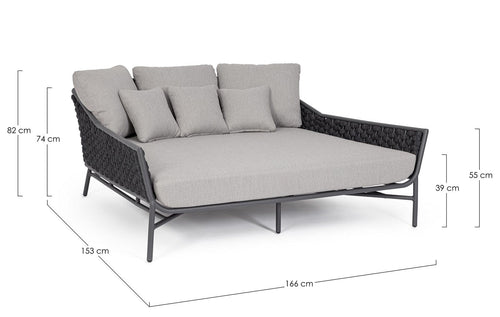 Bizzotto Divano da giardino 2 posti Everly Antracite