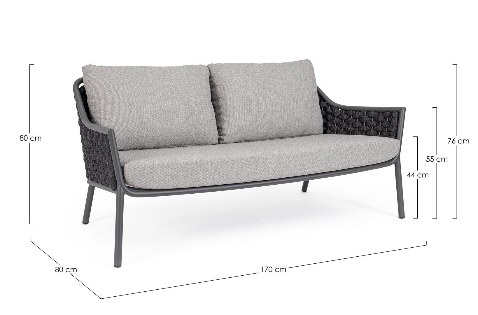 Bizzotto Divano da giardino 2 posti Everly Antracite