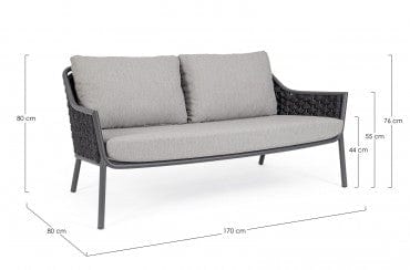 Bizzotto Divano da giardino 2 posti Everly Antracite