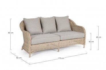 Bizzotto Divano da giardino 3 posti Aditya New Grigio