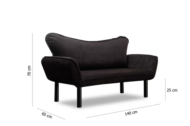 Asir Divano Letto 2 posti in tessuto Chatto Nero