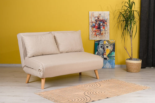 Asir Divano Letto 2 posti in tessuto Folde Crema
