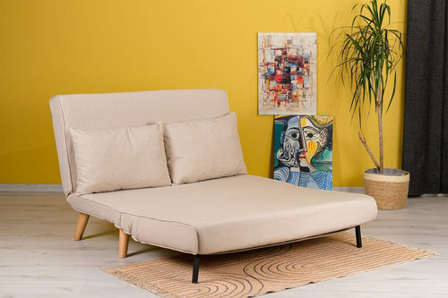 Asir Divano Letto 2 posti in tessuto Folde Crema