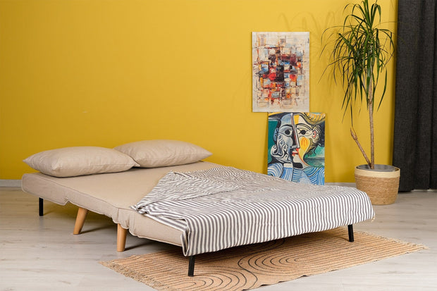 Asir Divano Letto 2 posti in tessuto Folde Crema