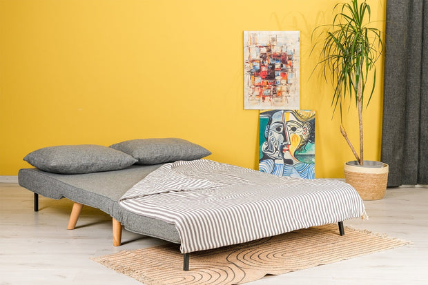 Asir Divano Letto 2 posti in tessuto Folde Grigio