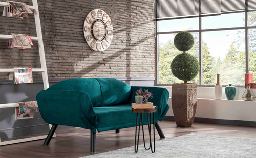 Asir Divano Letto 2 posti in tessuto Genzo Blu