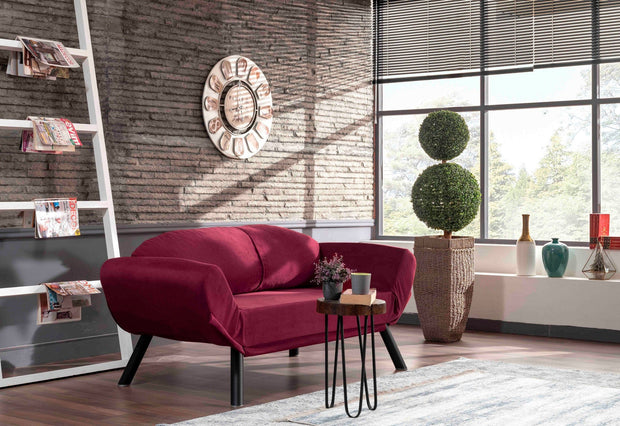 Asir Divano Letto 2 posti in tessuto Genzo Bordeaux