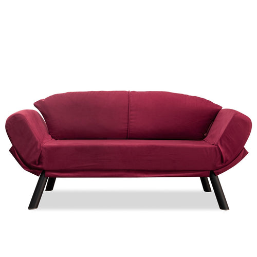 Asir Divano Letto 2 posti in tessuto Genzo Bordeaux
