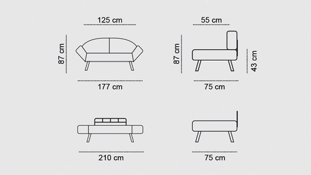 Asir Divano Letto 2 posti in tessuto Genzo Crema