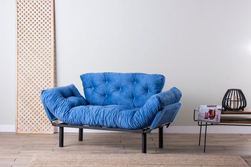 Asir Divano Letto 2 posti in tessuto Nitta Blu