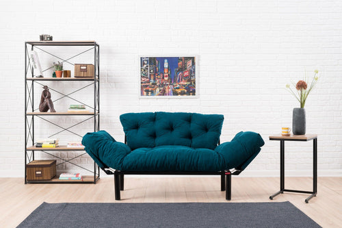 Asir Divano Letto 2 posti in tessuto Nitta Blu