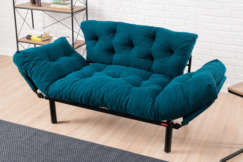 Asir Divano Letto 2 posti in tessuto Nitta Blu