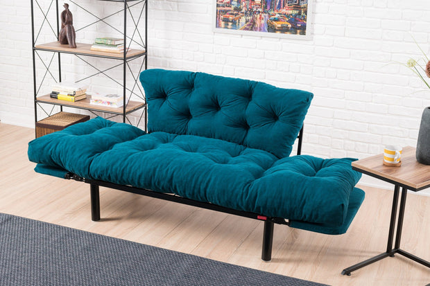 Asir Divano Letto 2 posti in tessuto Nitta Blu