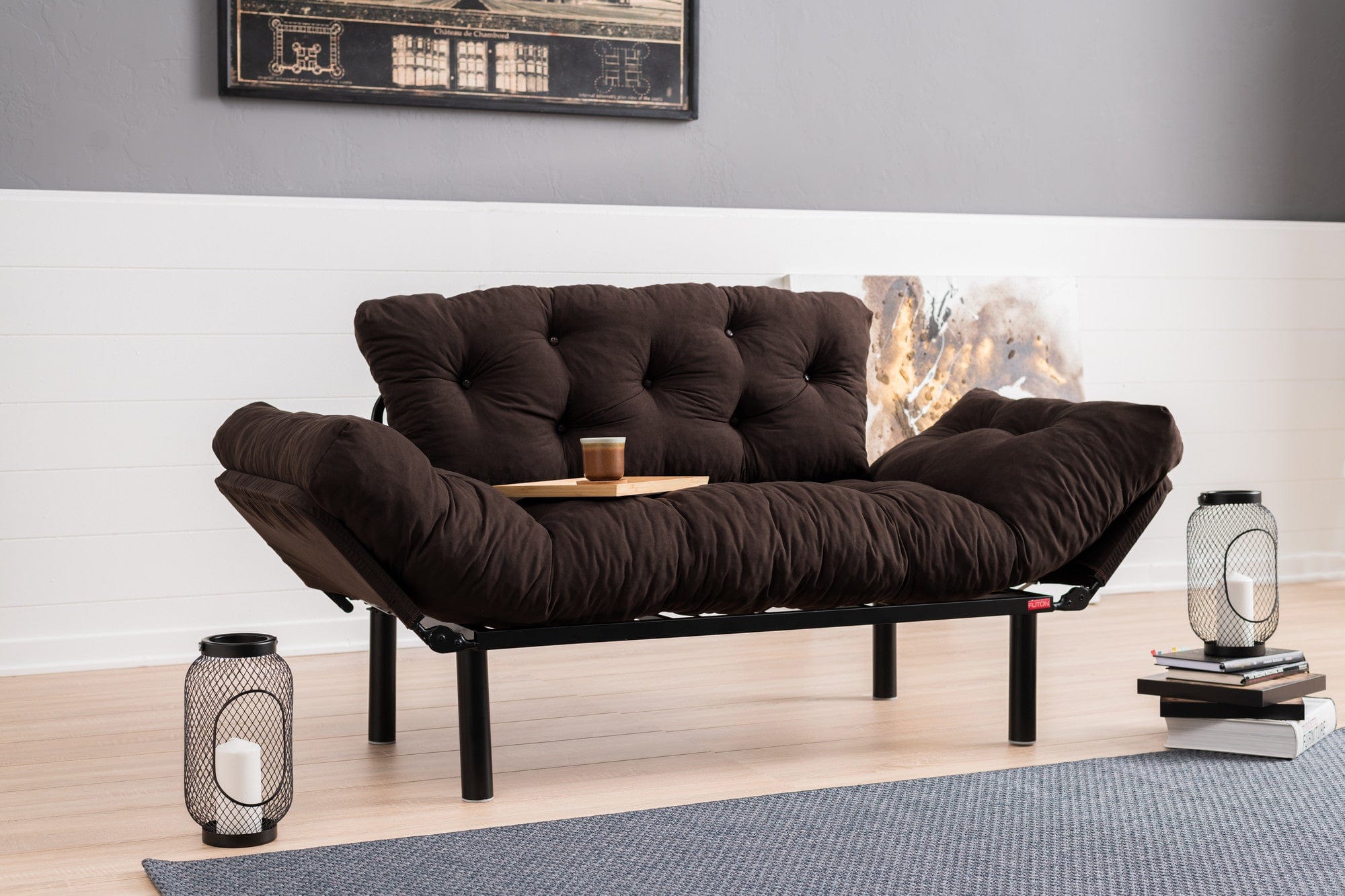 Asir Divano Letto 2 posti in tessuto Nitta Marrone
