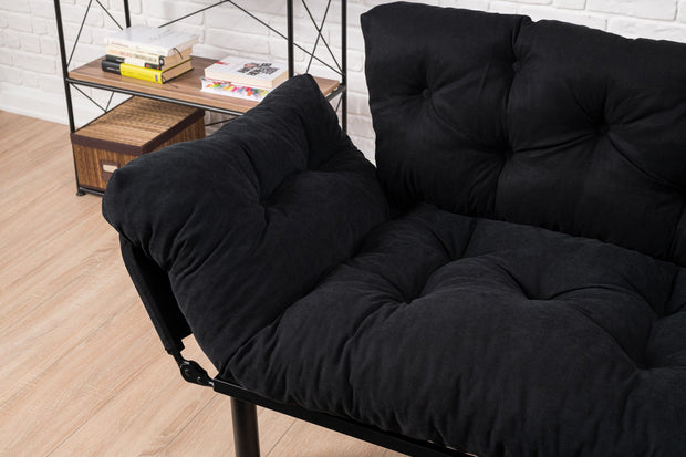 Asir Divano Letto 2 posti in tessuto Nitta Nero