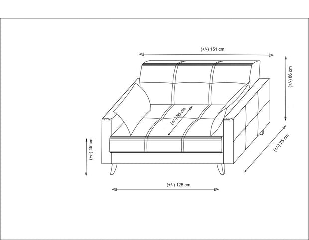 Asir Divano Letto 2 posti in tessuto Polya Beige