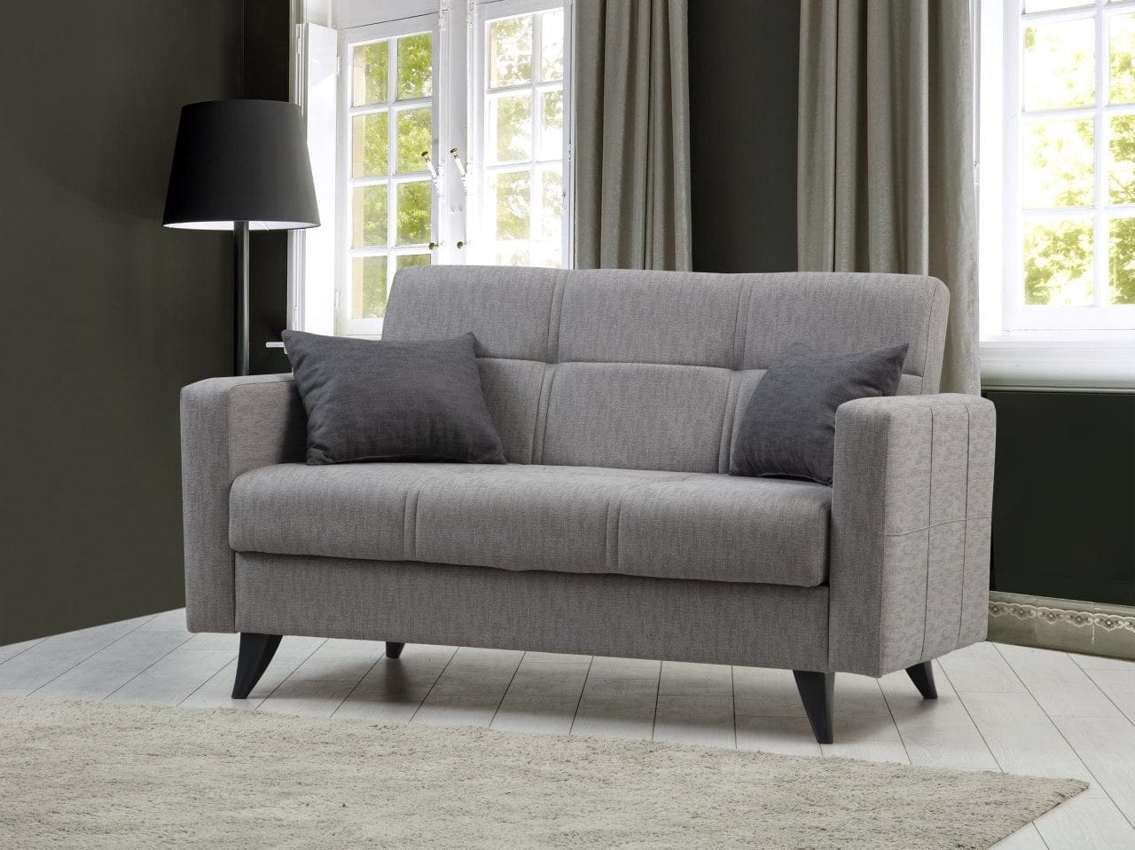 Asir Divano Letto 2 posti in tessuto Polya Grigio