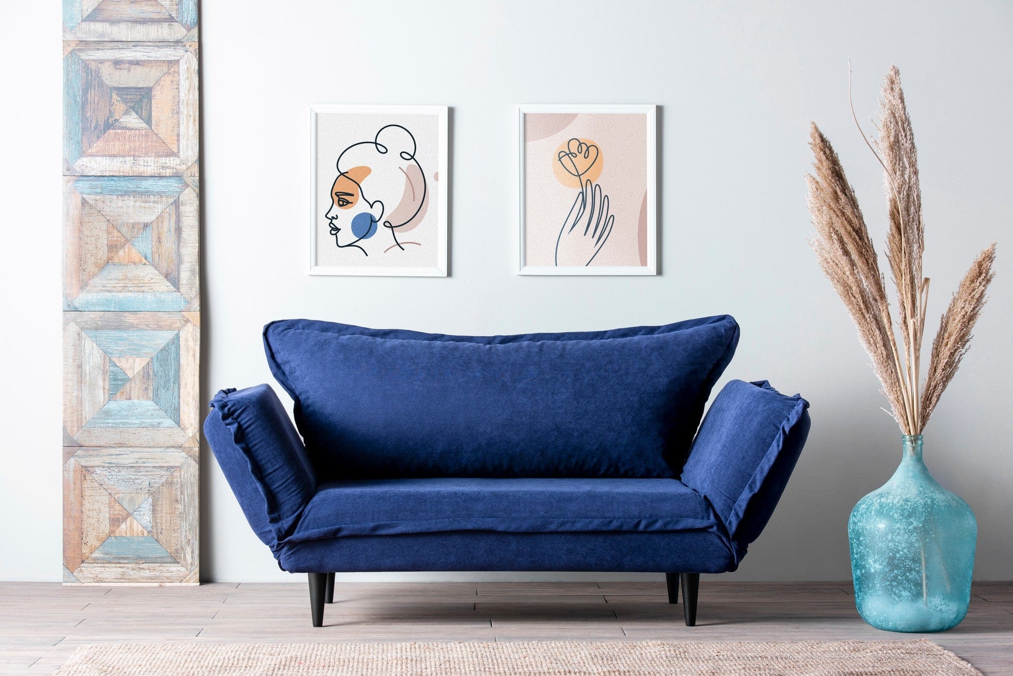 Asir Divano Letto 2 posti in tessuto Vino Blu