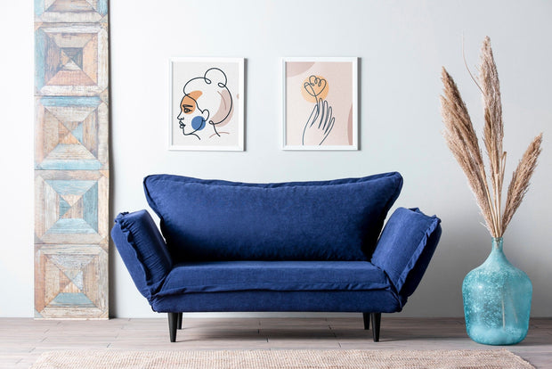 Asir Divano Letto 2 posti in tessuto Vino Blu