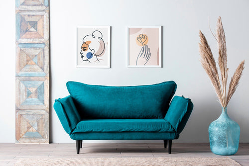 Asir Divano Letto 2 posti in tessuto Vino Blu