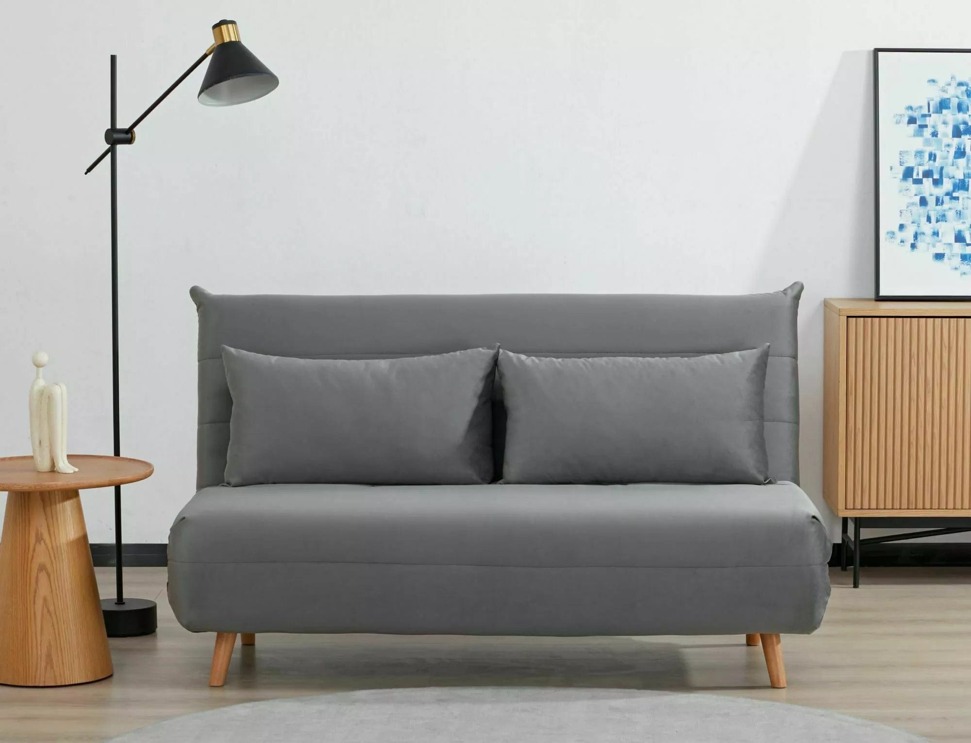 Signal Divano Letto 2 posti in velluto Spike II Grigio