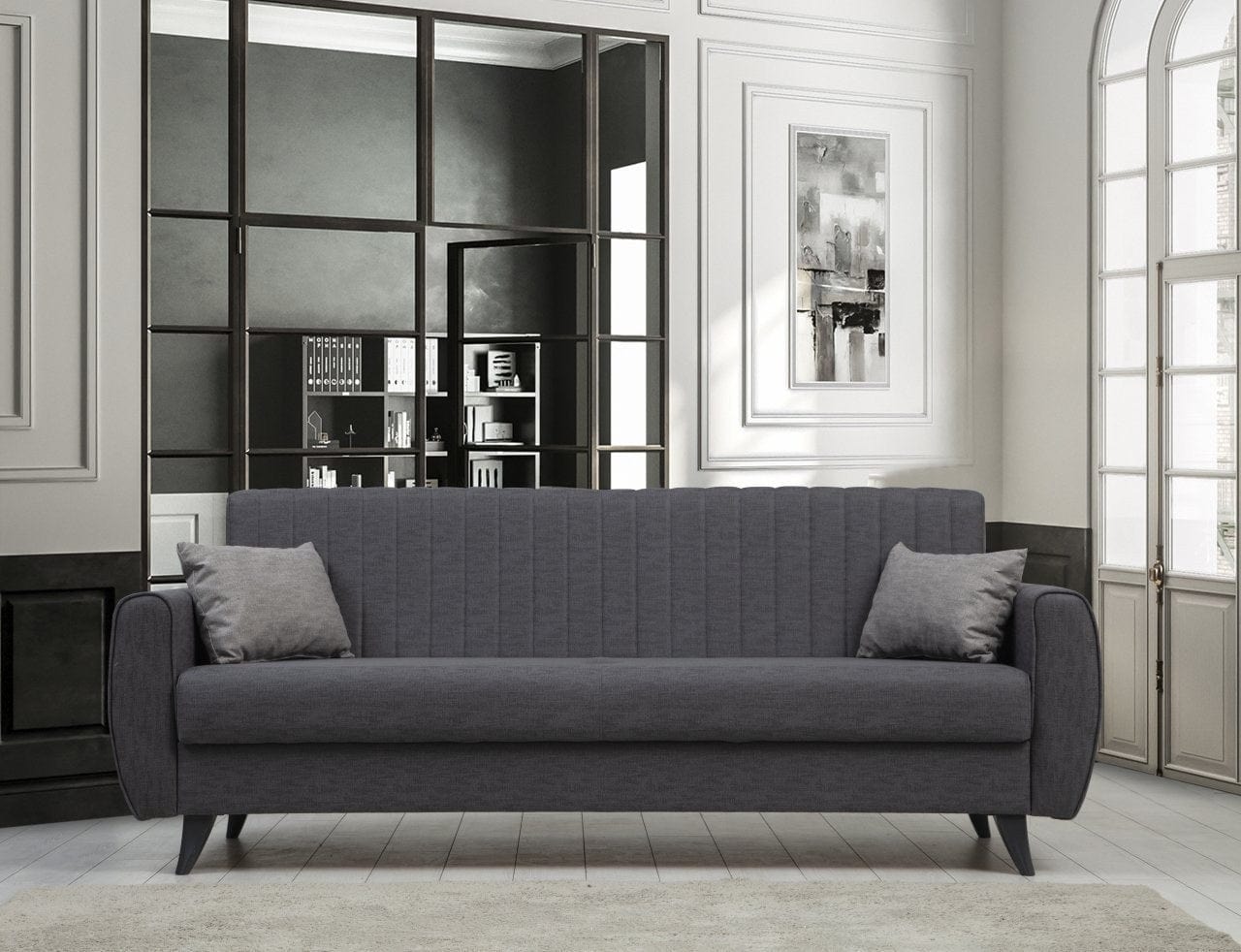 Divano Letto 3 posti in tessuto Alkon Grigio