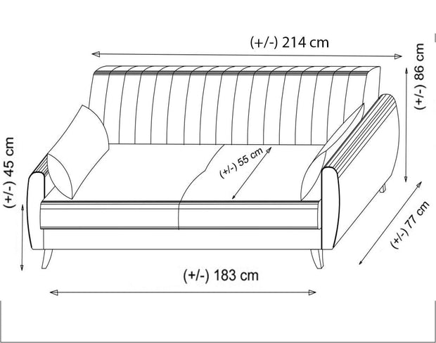 Asir Divano Letto 3 posti in tessuto Alkon Grigio