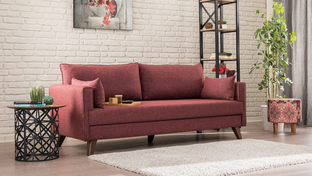 Asir Divano Letto 3 posti in tessuto Bella Bordeaux