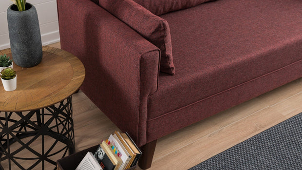 Asir Divano Letto 3 posti in tessuto Bella Bordeaux