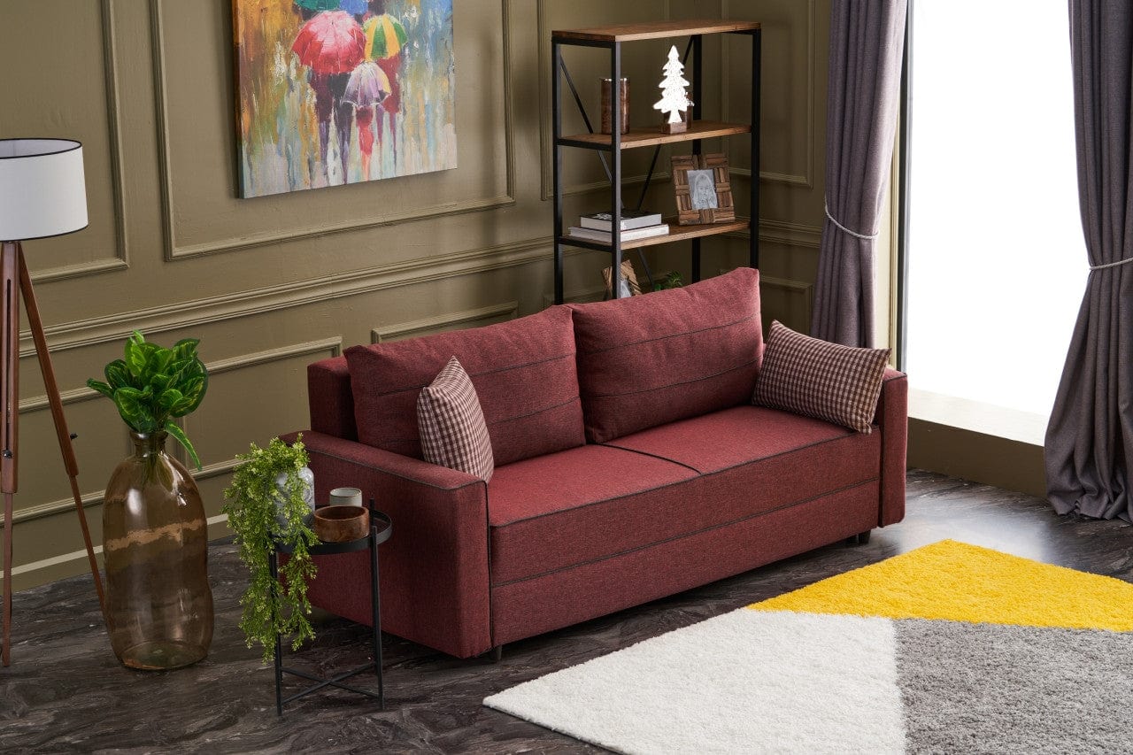 Asir Divano Letto 3 posti in tessuto Ece Bordeaux