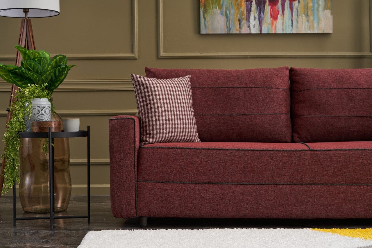 Asir Divano Letto 3 posti in tessuto Ece Bordeaux