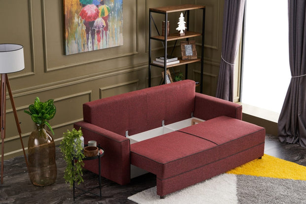 Asir Divano Letto 3 posti in tessuto Ece Bordeaux