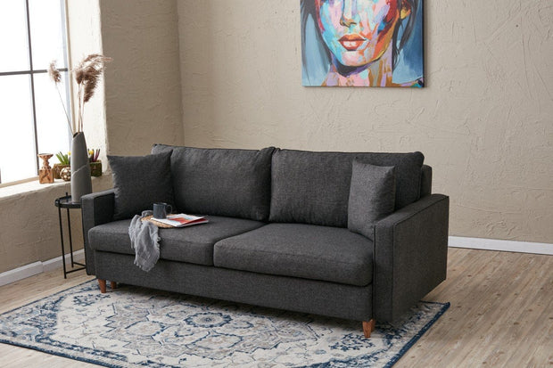 Asir Divano Letto 3 posti in tessuto Eva Antracite