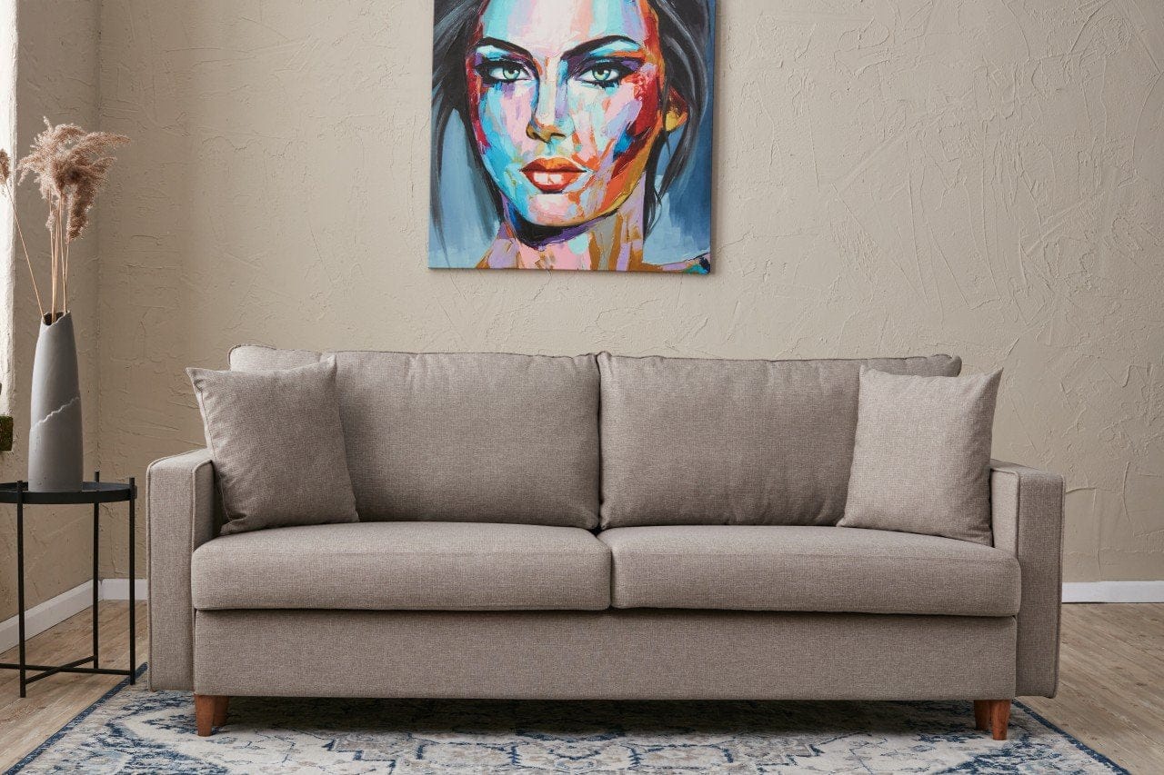 Asir Divano Letto 3 posti in tessuto Eva Crema